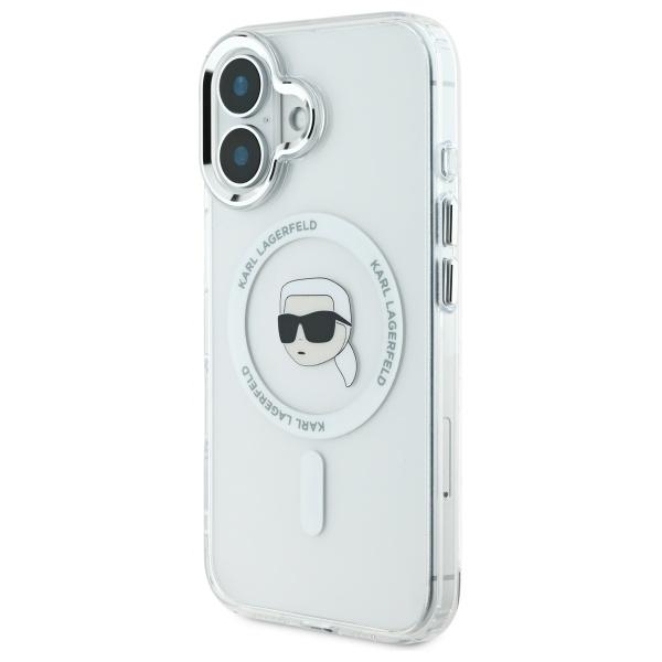Karl Lagerfeld Klhmp16Shlskih Iphone16 6.1 Biały/White Hardcase Iml Metal Karl Head Magsafe