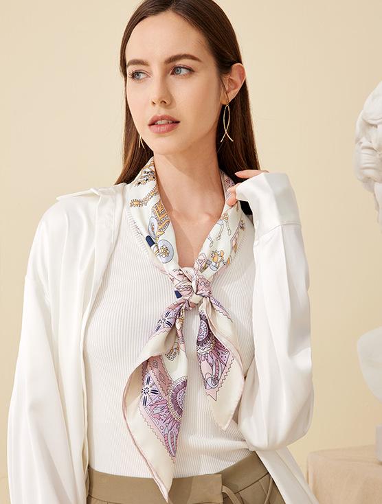 Women's 100% Mulberry Silk Scarf, 90cm Square, 14 Momme Shawl - Perfect Gift for Mother, Girlfriend, Birthday or Festival