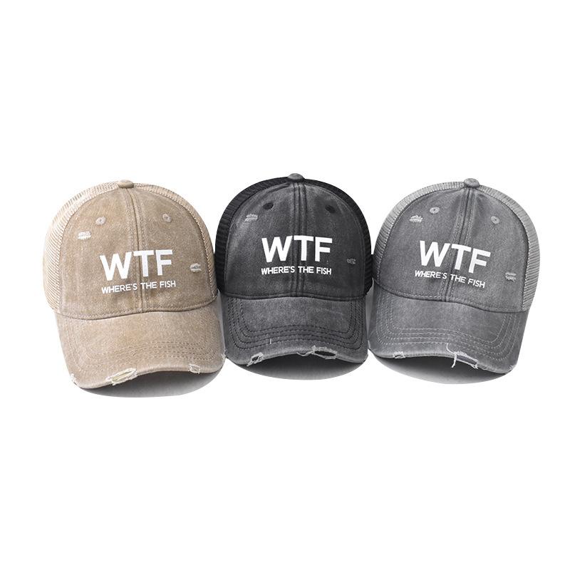 Cotton New WTF Letter Baseball Cap Men's and Women's Personalized English Cap Outdoor Printing Breathable Breathable Mesh