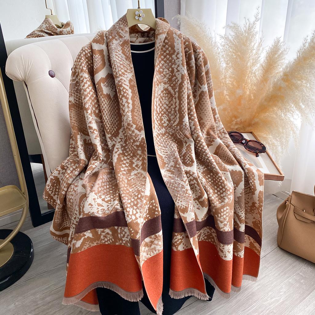 Luxury Winter Imitation Cashmere Scarf Women Design Warm Pashmina Shawl Wraps Bandana Female Thick Blanket Soft Bufanda Foulard