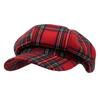 [Withmoons] Casquette Newsboy Hat Beret Baker Boy Hat Gingham Check HM31178 (Red)