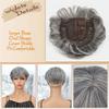 Hair Extension Everyday Short Hair Topper Clip In Fringe Hair Pieces  Gray Root Coverage