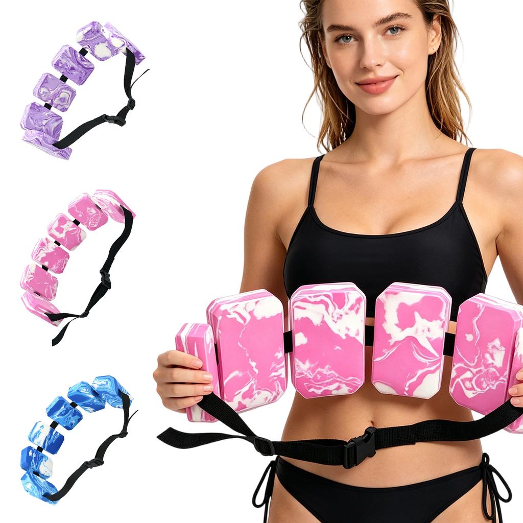 Adjustable Floating Swim Belt with Segmented Foam Blocks and Secure Buckle for Water Exercise and Training