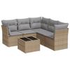 Vidaxl 6-Cz. Garden Furniture Set With Cushions, Beige, Poly Rattan