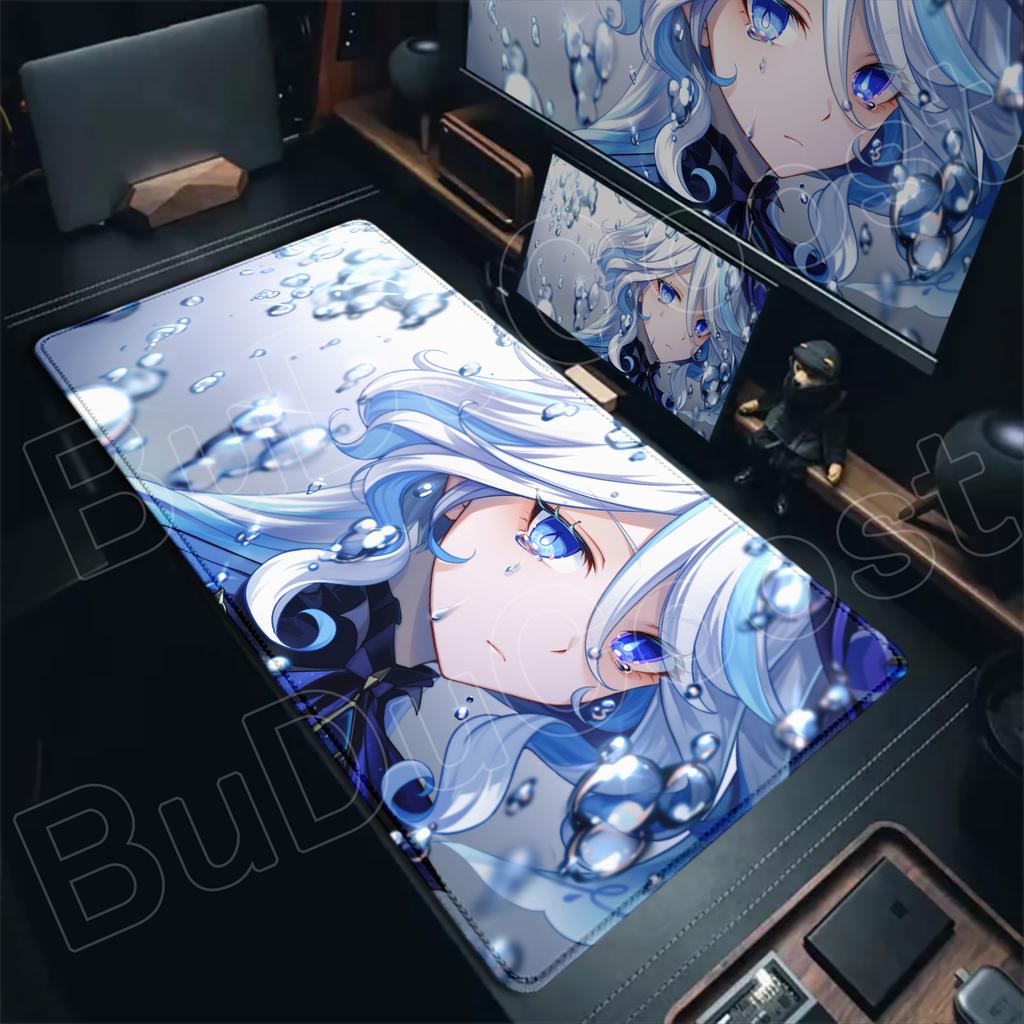 Kawaii Girl Keyboard Mat Furina Anime Mousepad HD New Pretty Genshin Impact Game Office PC Desk Mat Carpet Non-slip speed rubber
