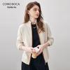 Kemengboka 2025 A/W Color Block Zipper Loose Thick Wool Cardigan for Women