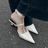 Fashion Women Low Heels Sandals Pointed Toe Slippers Summer Sexy Shoes Dress Slingback Slides Flip Flops Pumps Chaussures Ladies