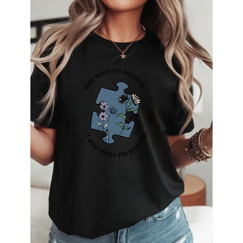 WOMEN S Shirt - What Makes You Different Is What Makes You Beautiful Shirt - Autism Awareness Tee S чёрный