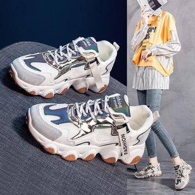 Damen Trend 2025 Weiße Atmungsaktive Freizeit-Sportschuhe mit Dicke Sohle für Frühling & Herbst