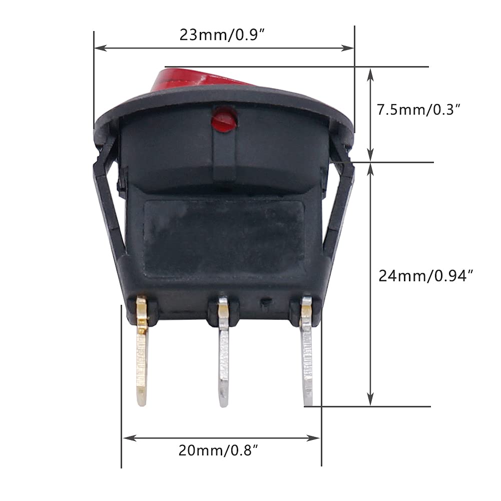 12pcs 3pin Round Switch 20A 12V Light with Color Switch Rocker Switch Can Be Used for Car Motorcycle Boat Bus RV Switches Seat 3