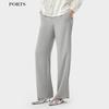 PORTS Women's Morning Grey Blue Silk Blend Straight-Leg Pants