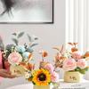 Sunflower Artificial Flower Arrangement - Small Bonsai Plastic Bouquet for Living Room or Dining Table Decor
