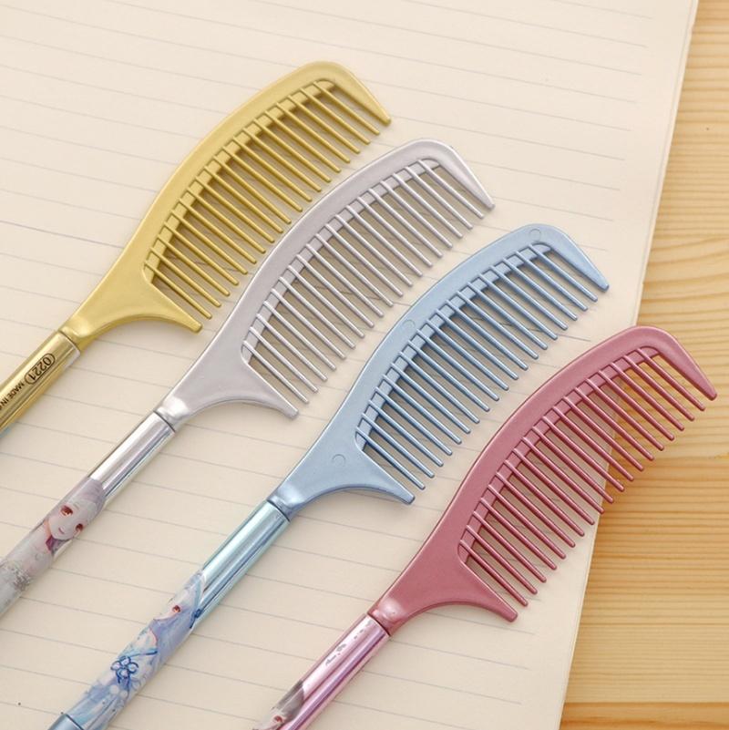 2pcs Comb Shape Gel Pen Black Ink Pens School Office Writing Supplies Stationery Gift Suitable Student Write Supplies Random