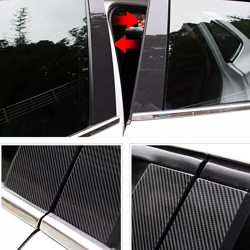 6pcs Door Window Center Middle Column BC Pillar Post Cover Mirror Effect Trim For Honda Civic Sedan 2006-2011