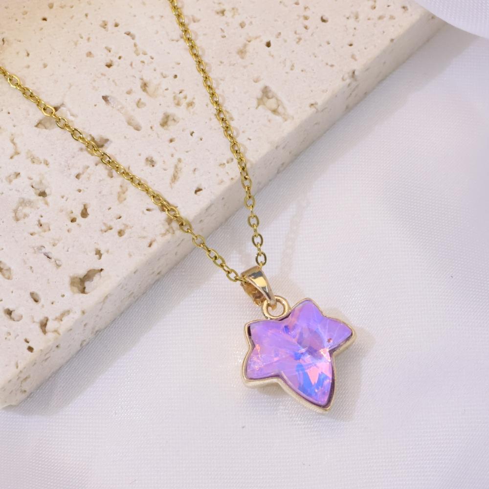 

Simple Purple Maple Leaf Pendant Necklaces for Women Artificial Crystal Necklace Wedding Party Jewelry Accessories фиолетовый