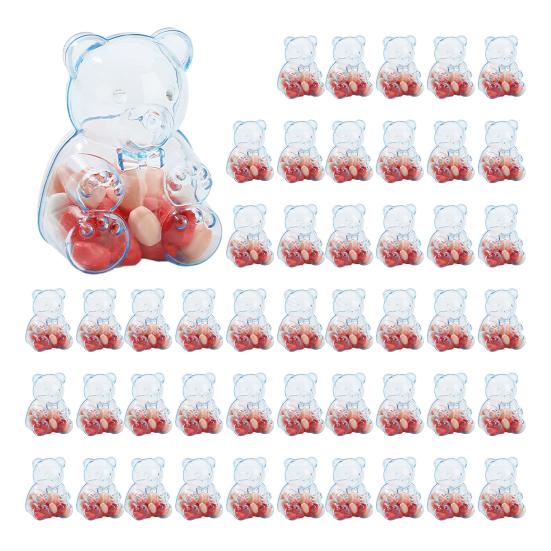 Bear-Shaped Candy Box Large Capacity Clear Plastic Storage Container Reusable Decorative Candy Storage Jar