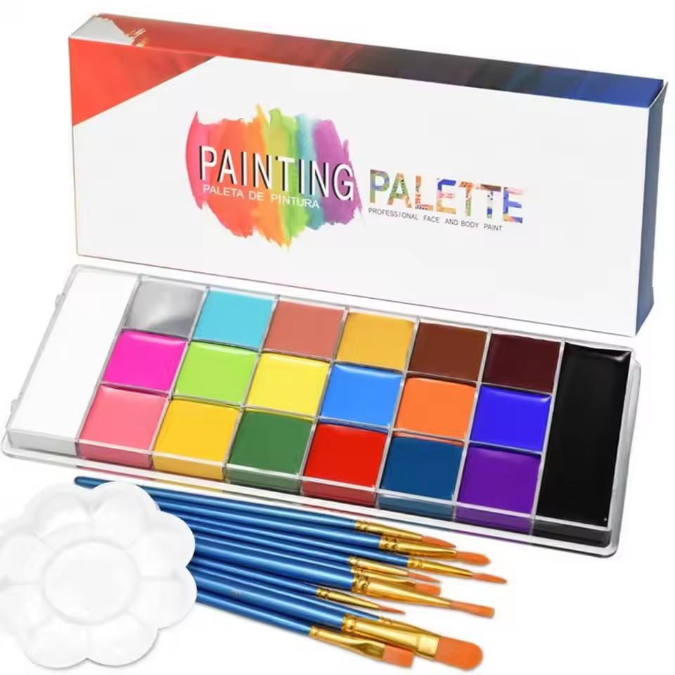 20 Color Face & Body Paint Palette Long Lasting Safe Halloween Oil Body Painting Pigments for Face Body Cosplay Performance