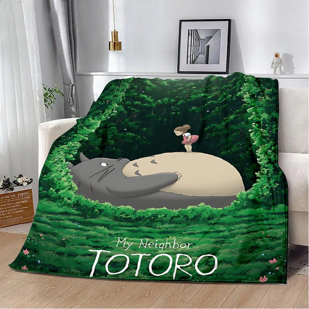 Hot Anime Cartoon Printed Blanket Picnic Blankets Warm Blanket Soft and Comfortable T-TotoroS Blanket Home Travel Birthday