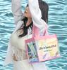 Laser Iridescent PVC Beach Tote - Transparent, Sealed Edge, Multi-Purpose Bag for Shopping, Gifts, and More