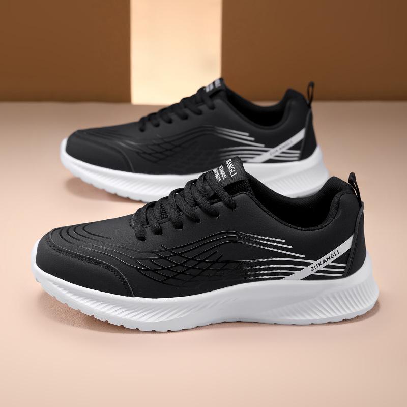 Children's new men's shoes autumn leather waterproof black casual versatile running shoes men's shock-absorbing lightweight sports shoes