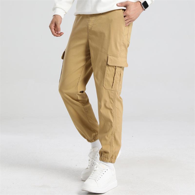 

Мужские повседневные брюки-джоггеры карго с эластичными манжетами, приталенные рабочие брюки темно-серого и хаки 5XL хаки
