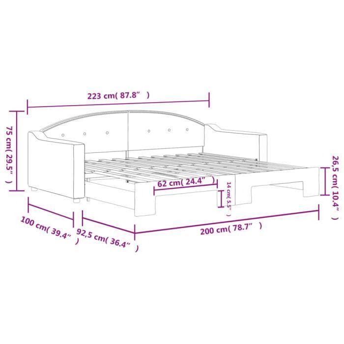 VidaXL Lit de jour avec lit gigogne taupe 90x200 cm tissu 3197533
