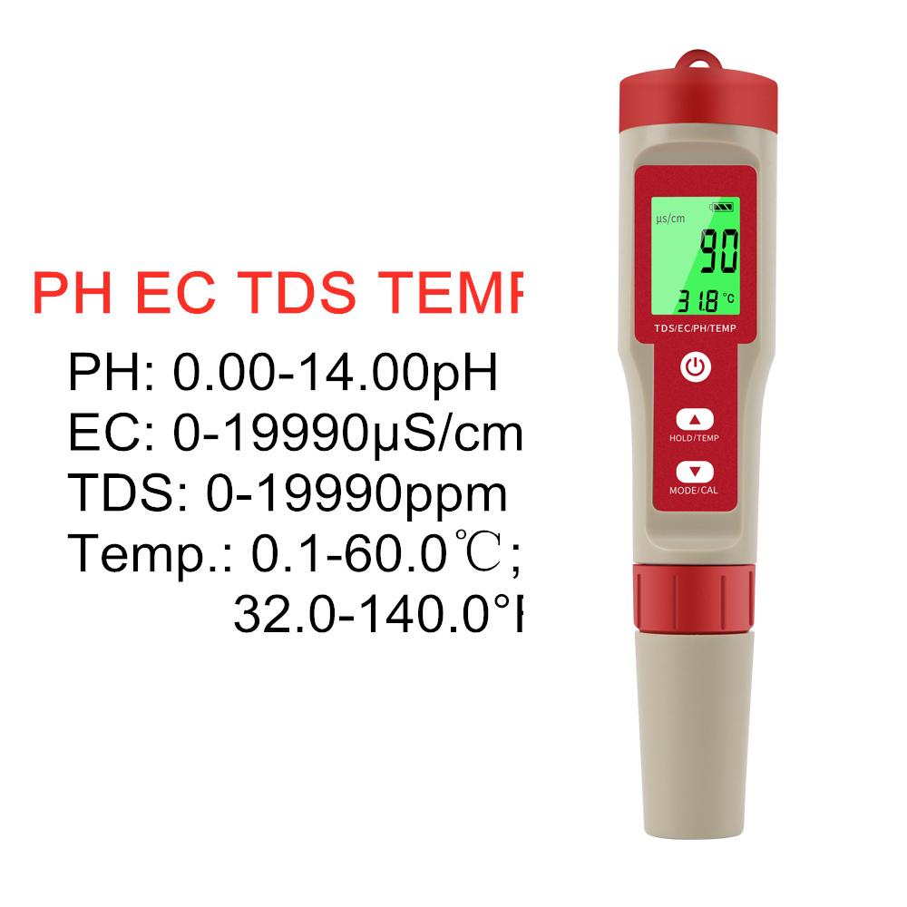 Multifunction Water Quality Tester PH/ TDS/EC /Salinity Tester LCD Digital Water Purity Temperature Meter for Pools Aquariums
