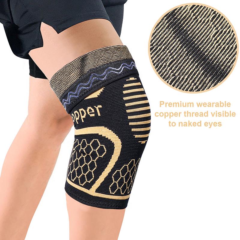 Copper-Infused Nylon Knee Support with Silicone Waves - Breathable and Knitted for Badminton, Running, and Fitness