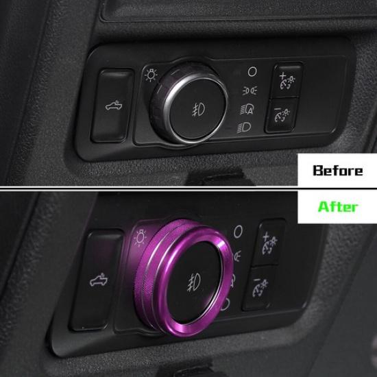 Air Conditioner Headlight Radio Switch Knob Trim Ring For Ford F150 2021+ Purple