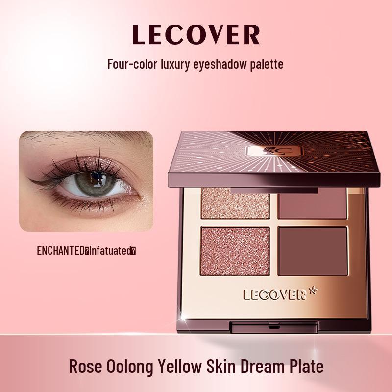 LECOVER Four-Color Eyeshadow Palette: Matte, Pearl, Fine Shimmer & Super Flash Highlights for European and American Styles