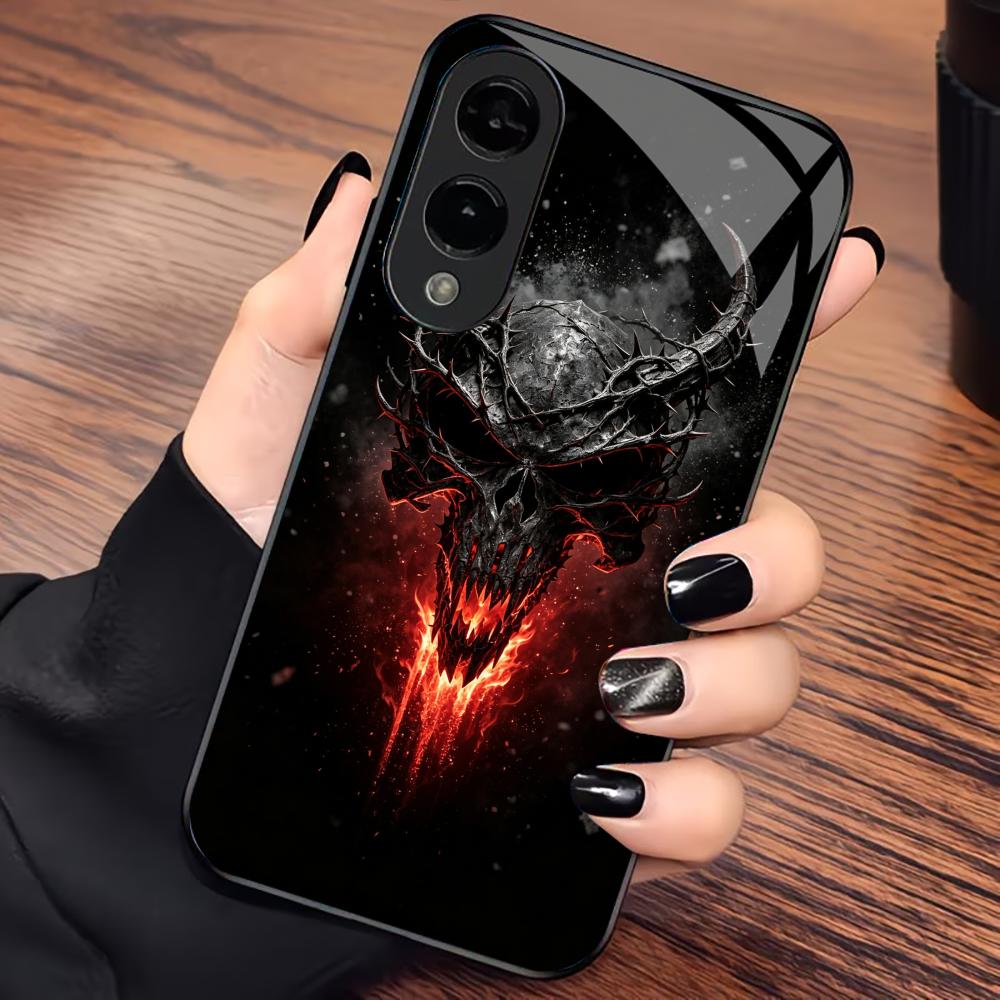 Skulls from Hell Demon phone case s26 ultra case quad lock glass for Samsung Galaxy S26 S25 S24 S23 S22 FE,Ultra,Plus