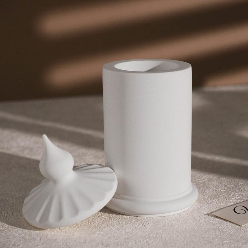 Striped Cylinder Resins Jar Molds Candlestick Molds for Making Candlestick Tealight Holder Storage Jar, Resins Lid Molds