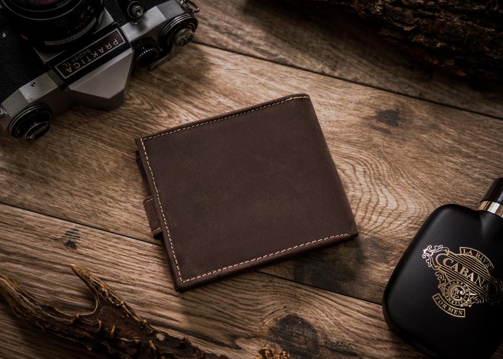 Men's Leather Wallet N992L-CHM-DOG-1-BL BROWN