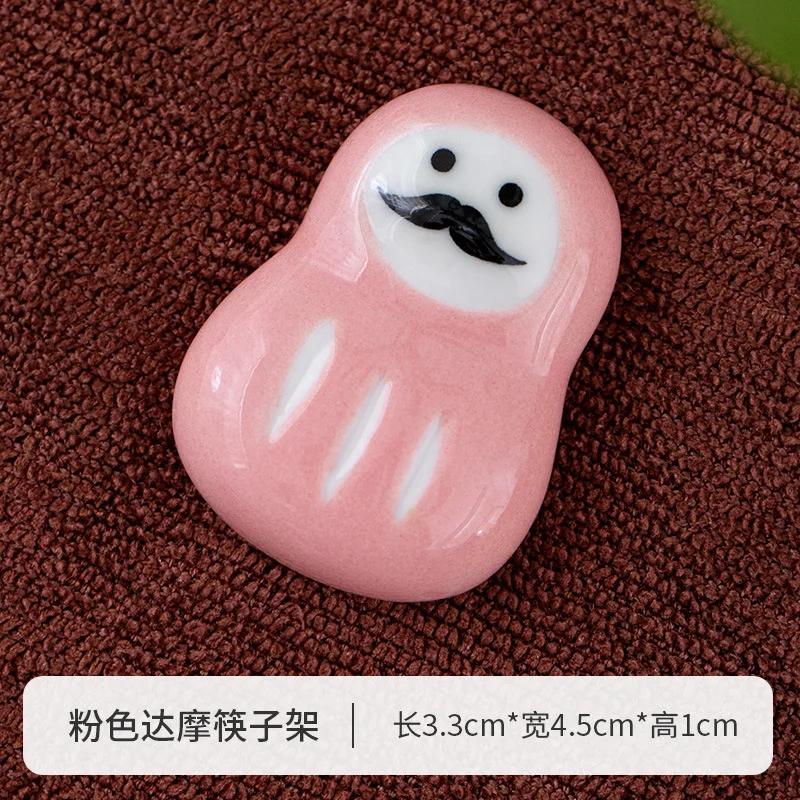 

1-6pc Japanese Ceramic Daruma Chopstick Holders Rack Painted Underglaze Chopstick Pillow Holder Pen Holder Table Decor Ornaments