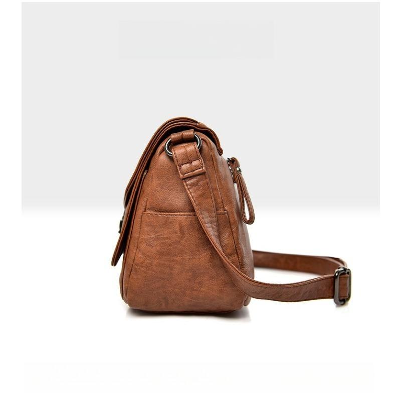 Dámská měkká PU kůže Vintage stylová crossbody taška