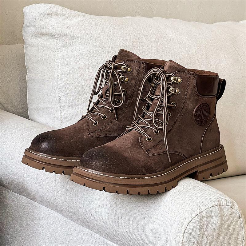 Autumn and winter new products men's and women's rhubarb boots thick-soled desert Martin boots women's locomotive outdoor tooling short boots