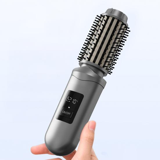 Cordless Hair Curling Iron Brush USB Rechargeable Travel Heated Round Brush 3-in-1 Fast Heating Thermal Brush Electric Hair Curling Wand Styling Tools