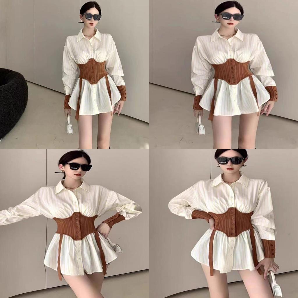 French Style Oversized Shirt With 3d Effect And Polo Collar For Women Spring Casual Wear