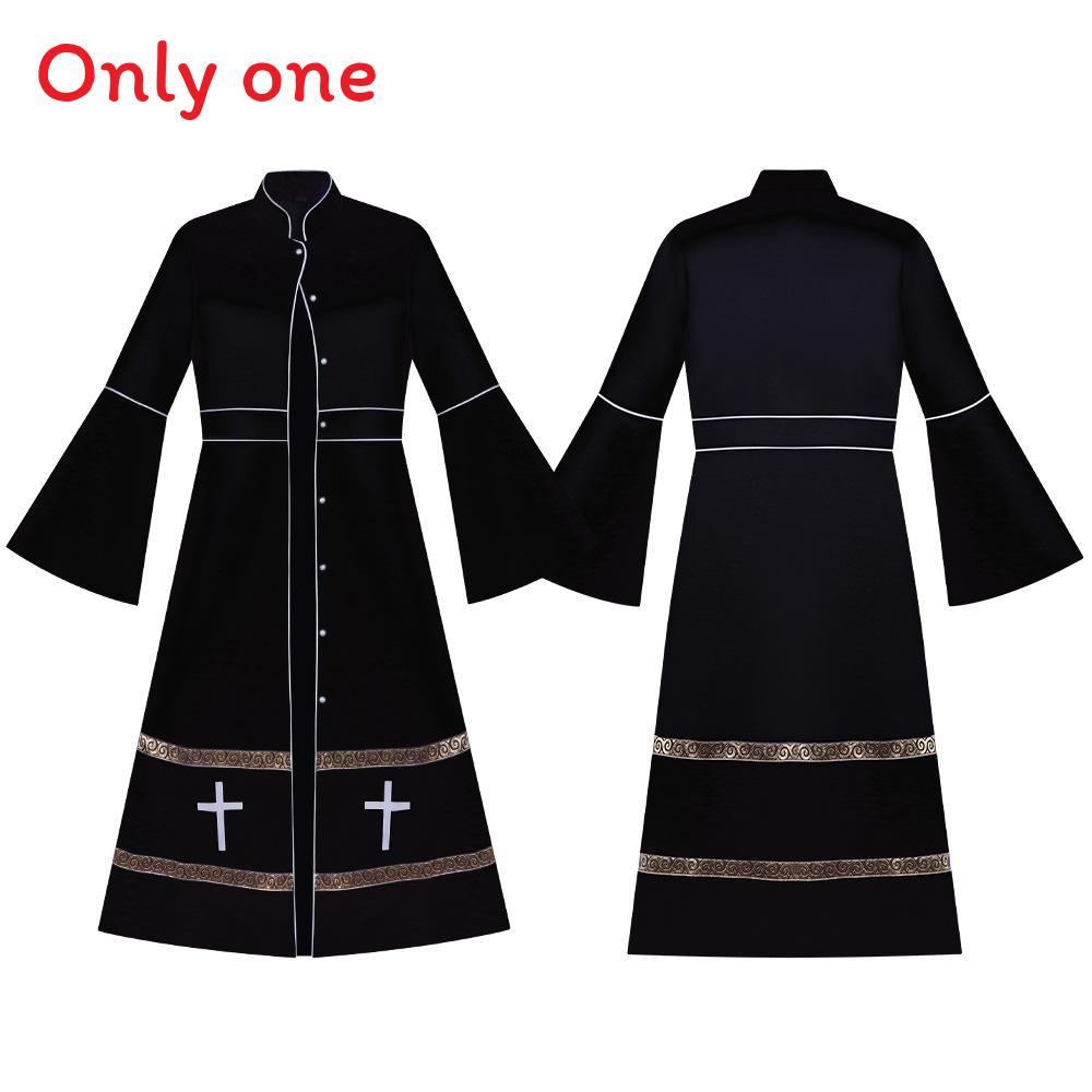 

Medieval Church Priest Robe For Women With Polyester Fabric For Cosplay And Fantasy Role Play M чёрный
