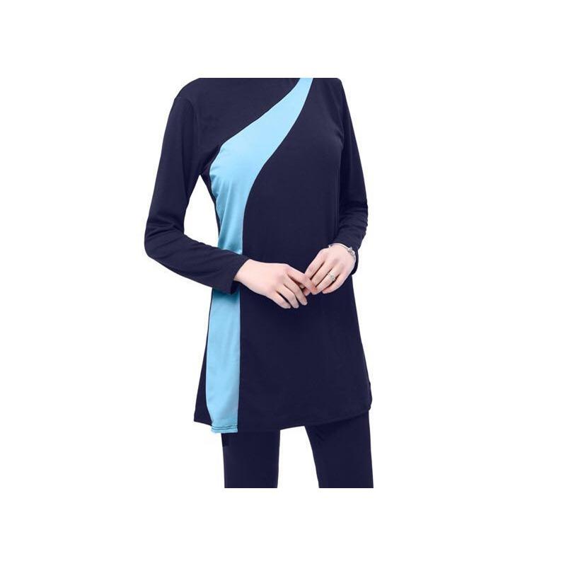 Muslimischer, bescheidener, islamischer Burkini-Strand-Schwimmanzug für Damen mit voller Abdeckung S blau