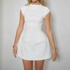 New Summer Models, European and American Women's Clothing, Fashionable and Elegant Solid-color Round Neck High-waisted Slim-fitting Dress