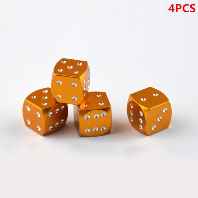4Pcs Aluminum Alloy Tire Valve Caps Dice Wheel Stem Tyre Tire Wheel Stem Air Valve Dust Cover For Car Truck Motorcycle Bike