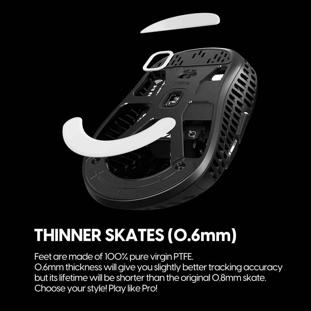 Pulsar Gaming Gears Xlite Wireless V2 & V2 Mini Wireless Mouse Feet, 100% PTFE Skates (Xlite Wireless, Original Thin + Control Set, White)