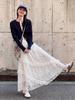 Women's White Lace A-Line Irregular Long Skirt, Spring/Autumn 2026 Collection