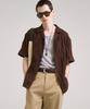 SSIN AND LEE Coastal Crinkle Open Half Shirt Brown