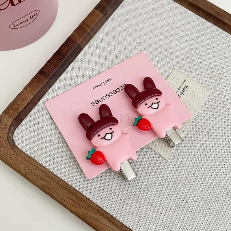 2Pcs Cute Cartoon Rabbit Hair Side Clip Bunny Bangs Edge Hairpins Girls Sweet Hair Styling Tools Decoration Tools Gifts