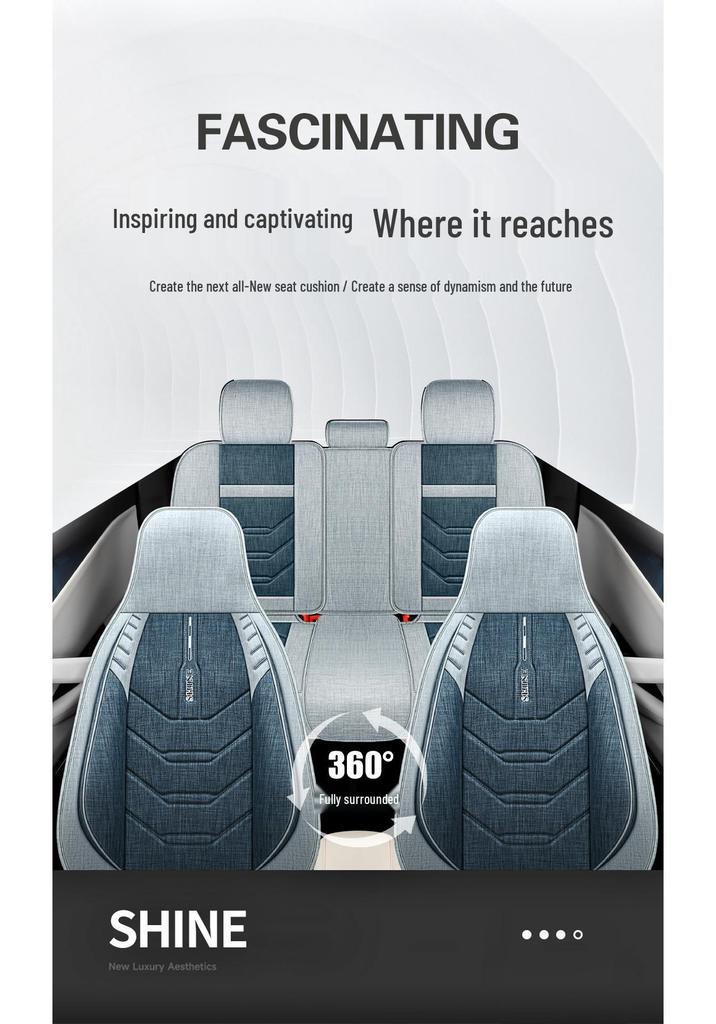 Universal All-Season Linen Car Seat Cushion - Breathable, Full Surround for Five-Seaters