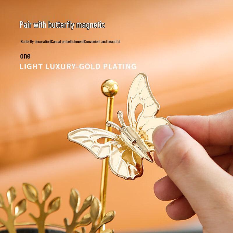 Churng Gyllene Blad Fruktgaffel & Sked Set med Fjäril Förvaringsburk