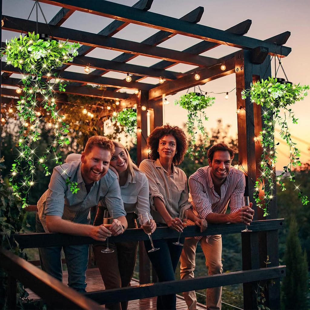 Wasserdichte Solar-Lichterkette mit Efeu für Garten- und Balkondekoration im Freien