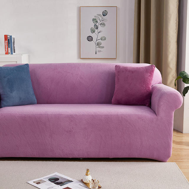 Ensfarget fløyelssofatrekk Sofa Sliptrekk Mykt stoff Stretch Sofa Sliptrekk L Form Hjørne Funda Sofa Elastisk sofatrekk